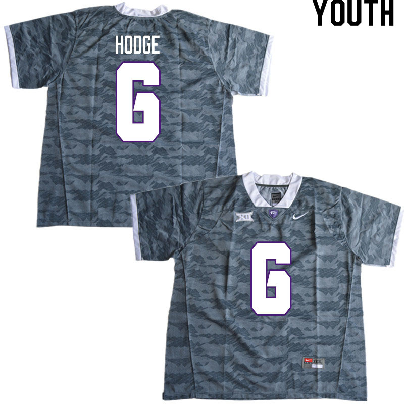 Youth #6 Jamoi Hodge TCU Horned Frogs College Football Jerseys Sale-Gray - Click Image to Close